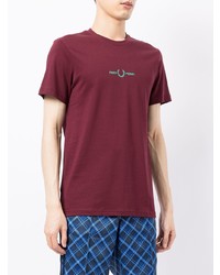 T-shirt à col rond bordeaux Fred Perry