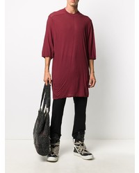 T-shirt à col rond bordeaux Rick Owens DRKSHDW