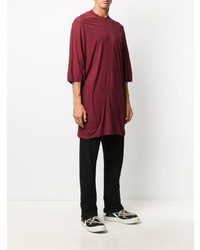 T-shirt à col rond bordeaux Rick Owens DRKSHDW