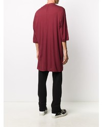 T-shirt à col rond bordeaux Rick Owens DRKSHDW