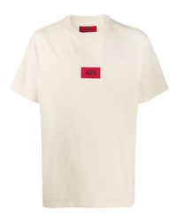 T-shirt à col rond brodé beige 424