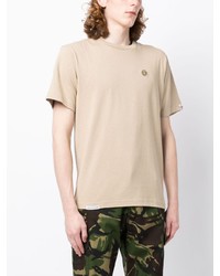 T-shirt à col rond brodé beige AAPE BY A BATHING APE