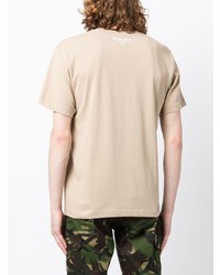 T-shirt à col rond brodé beige AAPE BY A BATHING APE