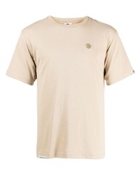 T-shirt à col rond brodé beige AAPE BY A BATHING APE