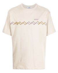 T-shirt à col rond brodé beige Adish