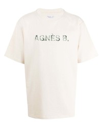 T-shirt à col rond brodé beige agnès b.