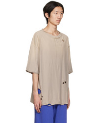 T-shirt à col rond brodé beige Acne Studios