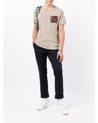 T-shirt à col rond brodé beige Kent & Curwen