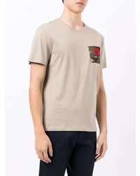 T-shirt à col rond brodé beige Kent & Curwen