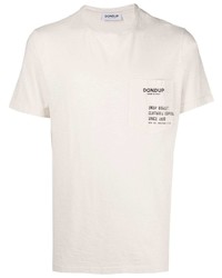 T-shirt à col rond brodé beige Dondup