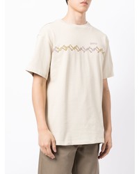 T-shirt à col rond brodé beige Adish