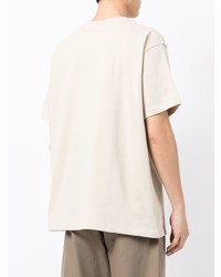 T-shirt à col rond brodé beige Adish