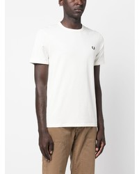 T-shirt à col rond brodé beige Fred Perry