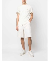 T-shirt à col rond brodé beige Fred Perry