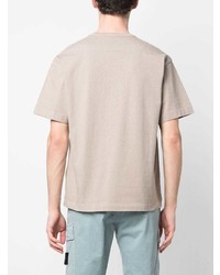 T-shirt à col rond brodé beige Stone Island