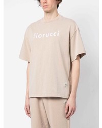 T-shirt à col rond brodé beige Fiorucci