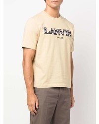 T-shirt à col rond brodé beige Lanvin