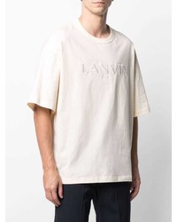 T-shirt à col rond brodé beige Lanvin