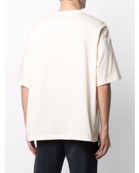 T-shirt à col rond brodé beige Lanvin