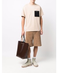 T-shirt à col rond brodé beige Jacquemus