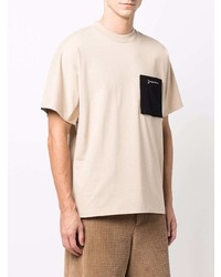 T-shirt à col rond brodé beige Jacquemus