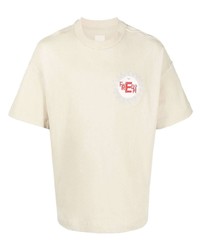 T-shirt à col rond brodé beige Emporio Armani