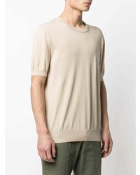 T-shirt à col rond brodé beige Billionaire