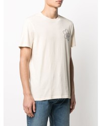 T-shirt à col rond brodé beige Sandro Paris