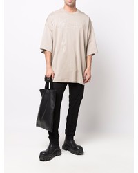 T-shirt à col rond brodé beige Rick Owens X Champion