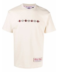 T-shirt à col rond brodé beige Gcds