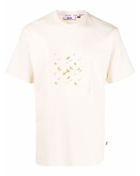 T-shirt à col rond brodé beige Gcds