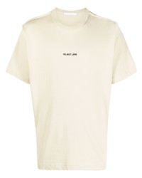 T-shirt à col rond brodé beige Helmut Lang