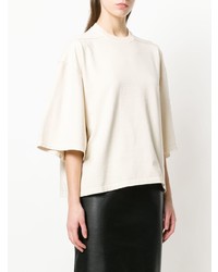 T-shirt à col rond brodé beige Rick Owens DRKSHDW