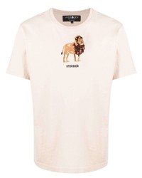 T-shirt à col rond brodé beige Hydrogen