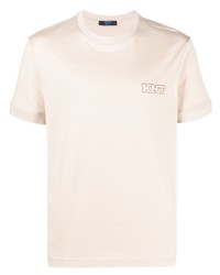 T-shirt à col rond brodé beige Kiton