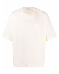 T-shirt à col rond brodé beige Lanvin