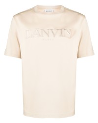 T-shirt à col rond brodé beige Lanvin