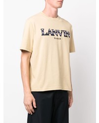 T-shirt à col rond brodé beige Lanvin