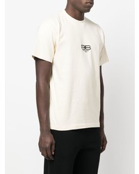 T-shirt à col rond brodé beige Balenciaga