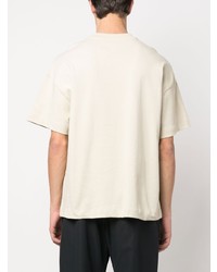 T-shirt à col rond brodé beige Emporio Armani