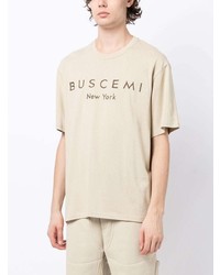 T-shirt à col rond brodé beige Buscemi