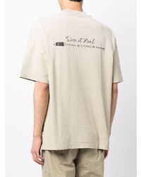 T-shirt à col rond brodé beige Izzue