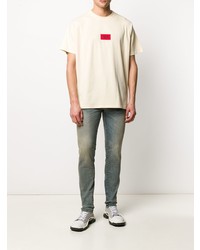 T-shirt à col rond brodé beige 424