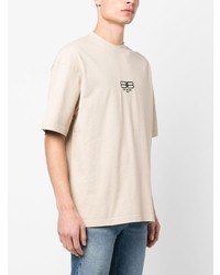 T-shirt à col rond brodé beige Balenciaga