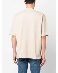 T-shirt à col rond brodé beige Balenciaga