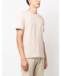 T-shirt à col rond brodé beige Kiton