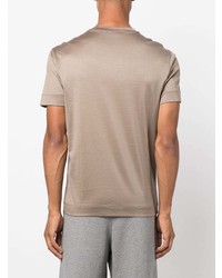 T-shirt à col rond brodé beige Emporio Armani