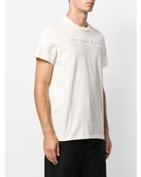 T-shirt à col rond brodé beige Helmut Lang