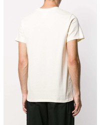 T-shirt à col rond brodé beige Helmut Lang