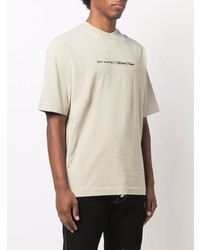 T-shirt à col rond brodé beige Off-White